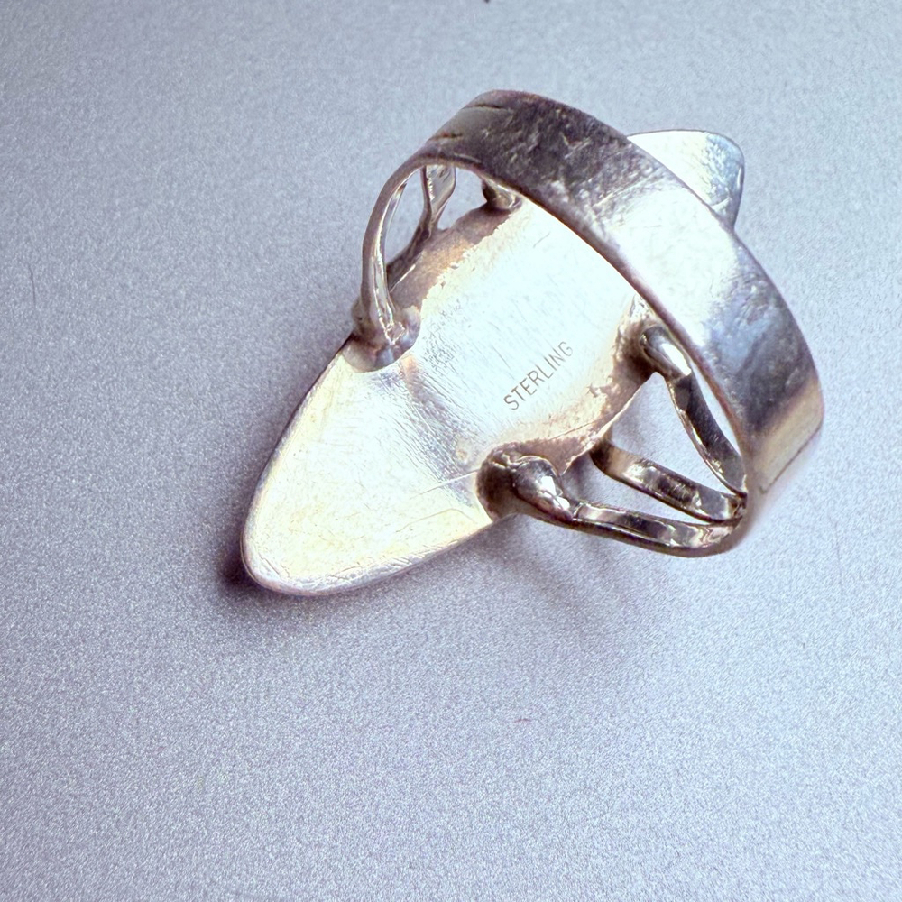 RARE Native American Hopi BIG Torpedo Dome Sterling Silver Modernist Ring VTG - Picture 3 of 8